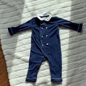 Ralph Lauren Navy Blue Footie with White Accents